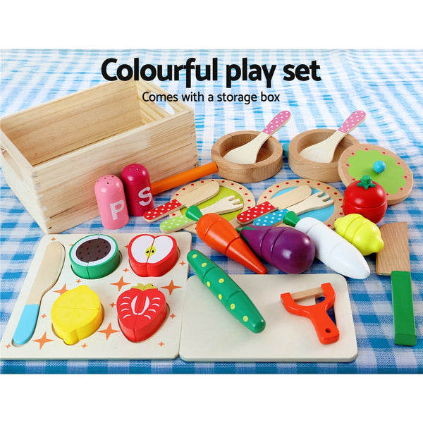 Keezi Kids Pretend Play Food Kitchen Wooden Toys Childrens Cooking Utensils