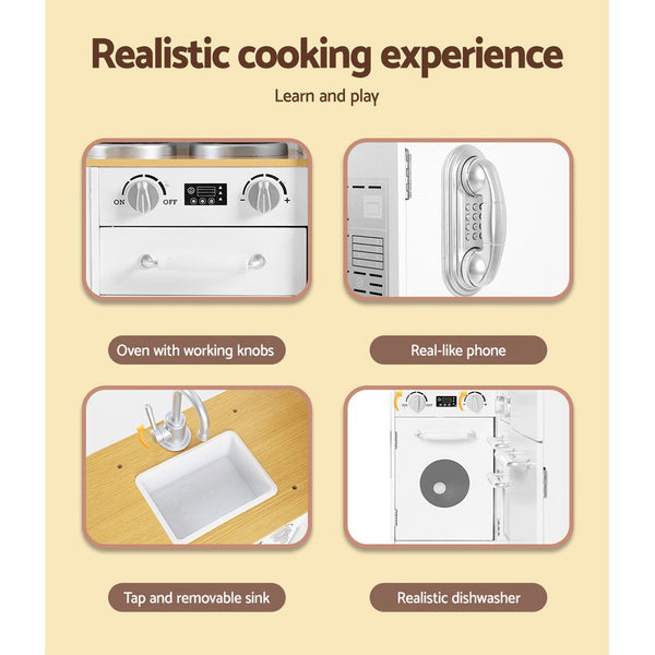 Keezi Kids Kitchen Set Pretend Play Toys Cooking Cookware Childrens Pretend Kitchens