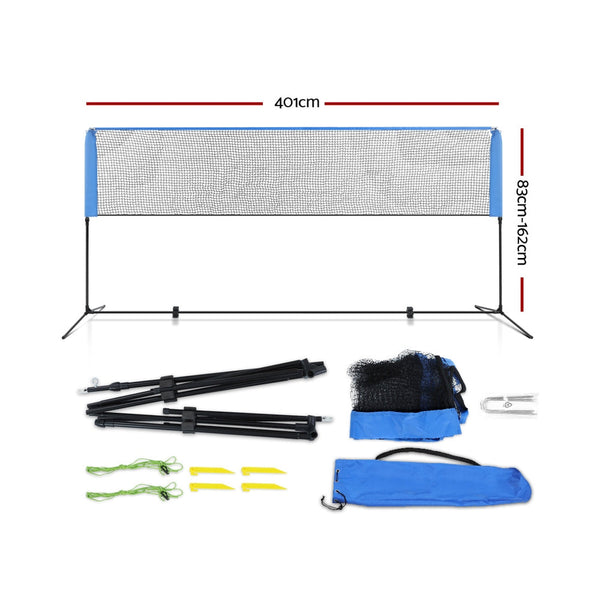 Everfit Sports Net Stand Badminton Tennis Soccer 4M 4Ft Blue Volleyball