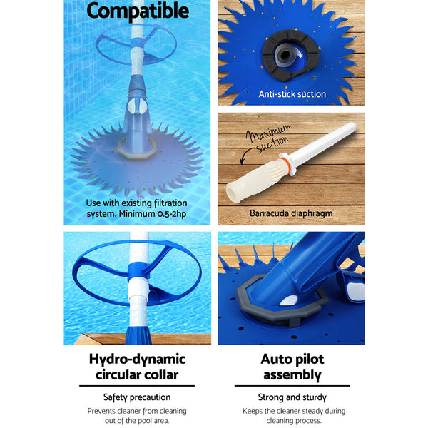 Aquabuddy Pool Cleaner Swimming Automatic Floor Climb Wall Vacuum 10M Hose Pool Cleaners & Vacuums