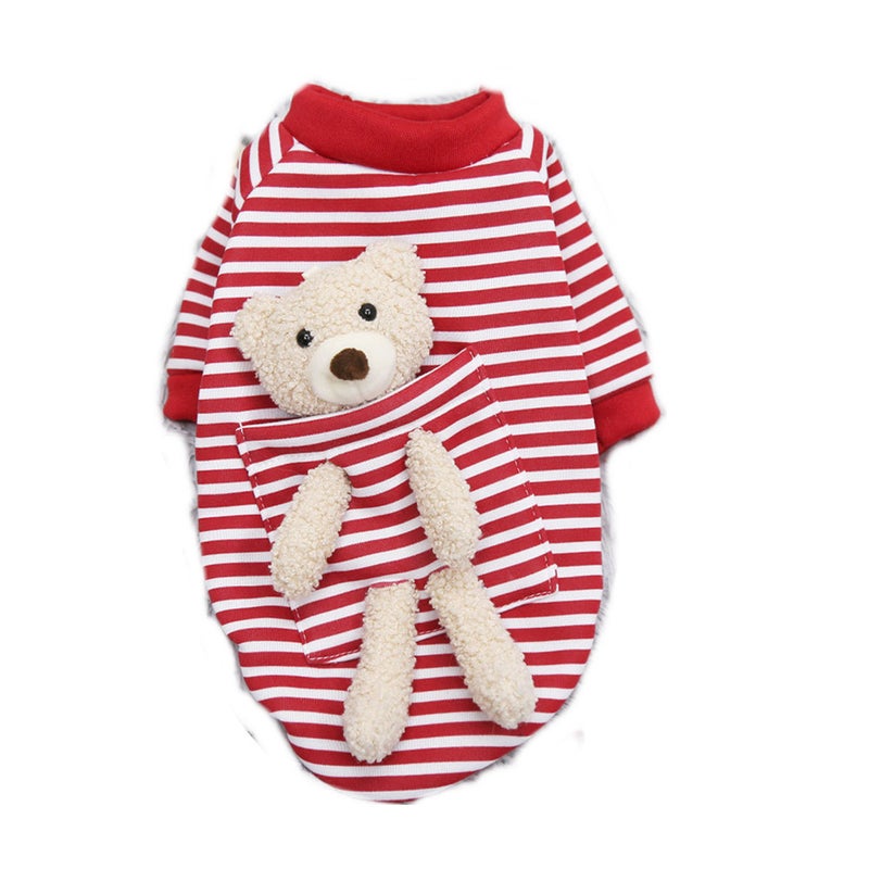 Pocket Bear Dog Hoodies Winter Warm Fluffy Clothing Sweatshirt Small Cat Puppy Costume Dog Clothing & Shoes