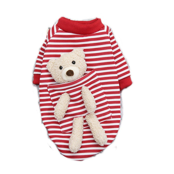 Pocket Bear Dog Hoodies Winter Warm Fluffy Clothing Sweatshirt Small Cat Puppy Costume Dog Clothing & Shoes