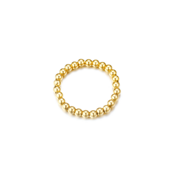 Polished Finish Stainless Steel Beads Stretch Bracelet Bangle Gold