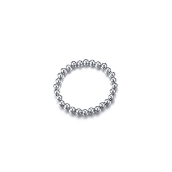 Veile Studios Polished Finish Stainless Steel Beads Stretch Bracelet Bangle Silver Bracelets