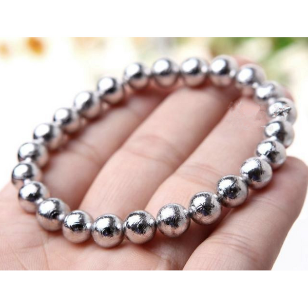 Veile Studios Polished Finish Stainless Steel Beads Stretch Bracelet Bangle Silver Bracelets