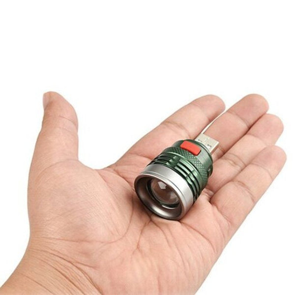 Portable 2000Lm Mini Usb Led Flashlight For Daily Use Clover Green