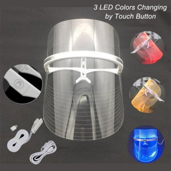 3 Colors Changing Led Photon Mask Facial Care Treatment Beauty Light Therapy Touch Control Anti Aging Products