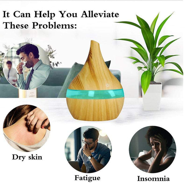 Humidifier Usb Ultrasonic Aroma Diffuser With Seven Colors Led 300Ml Aromatherapy