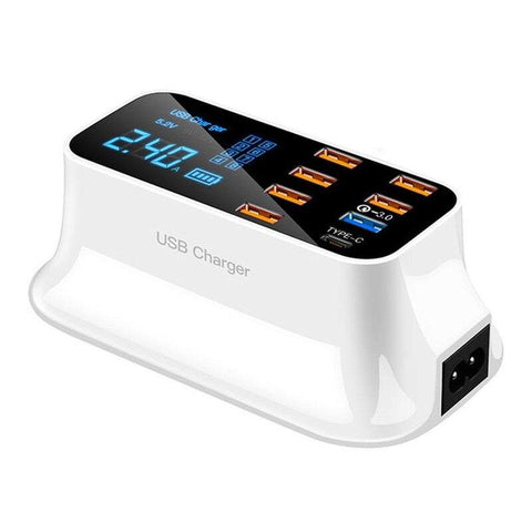 8-Port Led Display Usb Fast Charger Quick For Iphone Xiaomi Huawei Samsung