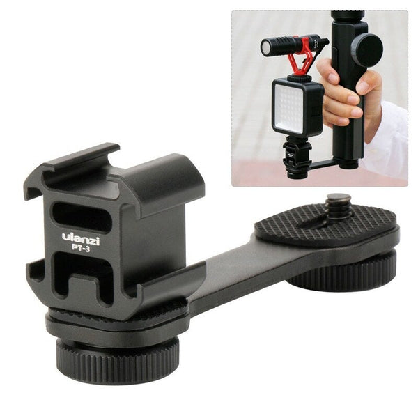 Portable Camera Light Holder Night Photograph Accessory Triple Hot Shoe Mount Cameras Lamp Bracket 1