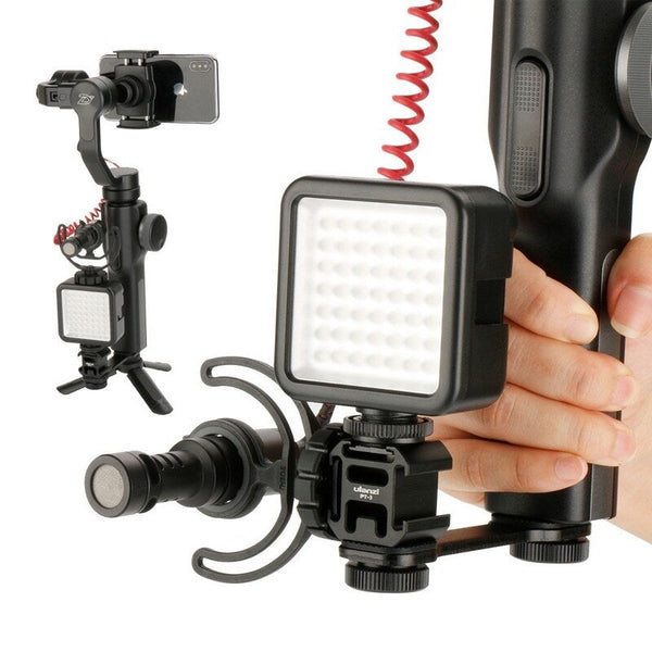 Portable Camera Light Holder Night Photograph Accessory Triple Hot Shoe Mount Cameras Lamp Bracket 1