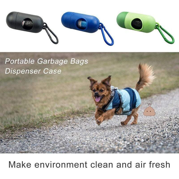 Dog Supplies Portable Capsule Design Pet Rubbish Bags Case Poop Holder Garbage Dispenser Box Clean Up Carrier With 15Pcs Waste Black