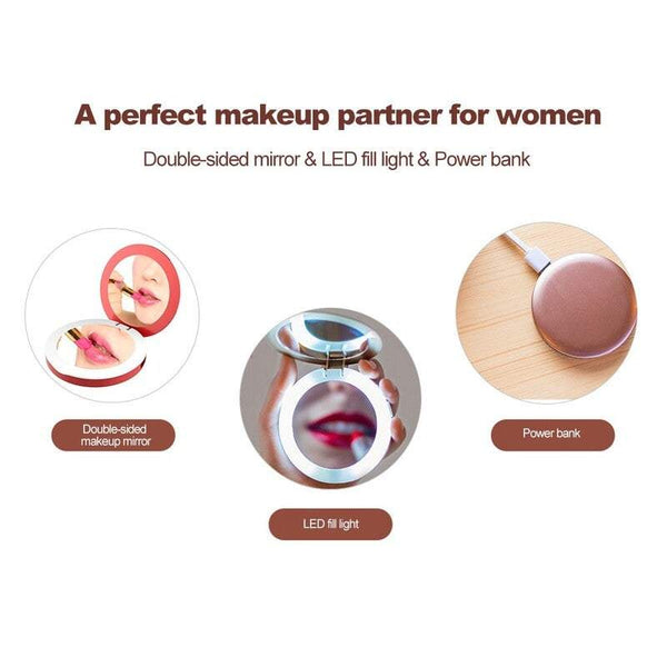 Charger Power Bank 3X Magnifying Makeup Vanity Mirror With Lights Led Compact Makeup Mirrors