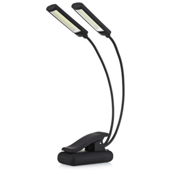 Portable Clip On Book Lamp Flexible Music Stand Light Black Reading Lights