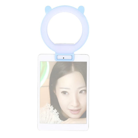 Portable Clip On Cute Lovely Led Ring Selfie Portrait Supplementary Fill In Lighting For Iphone Blackberry Samsung Htc Smartphone Blau