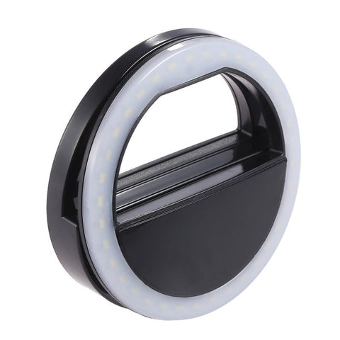 Portable Mini Selfie Led Ring Light Clip-On Mobile Phone Lamp Flash Black