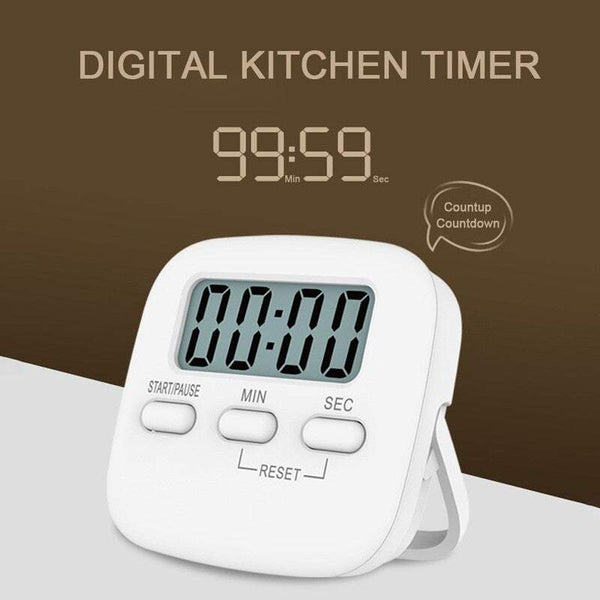 Kitchen Timers Portable Digital Magnetic Cooking Countdown Alarm With Lcd Screen Stand For Study Sports Gaming Office White