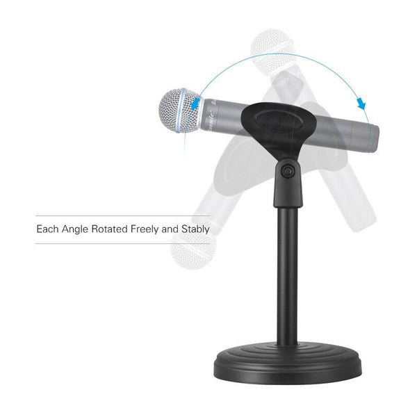 Fixed Desk Microphone Stand Holder With Clip 205Mm Height For Meetings Lectures Podcasts Black 1 Microphone Holders & Stands