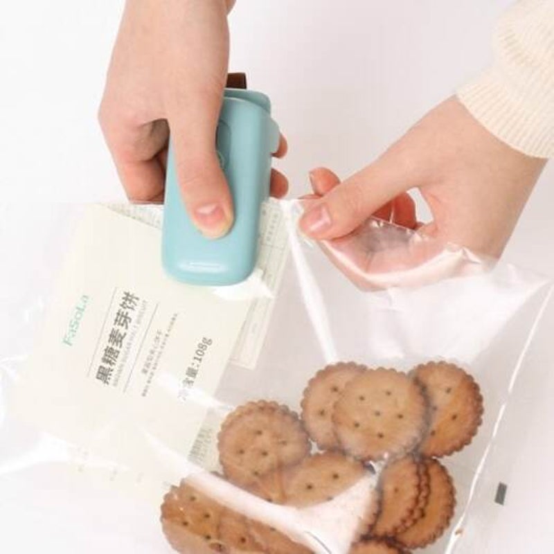 Impulse Manual Hand Sealer Heat Sealing Machine With Mini Cutter Hanging Rope Blue Sealers & Sealing Machines