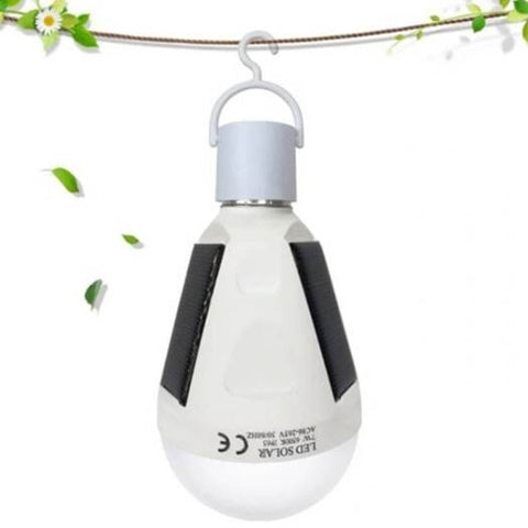 Portable Led Bulb Shape Solar Power Emergency Light For Outdoor White 7W