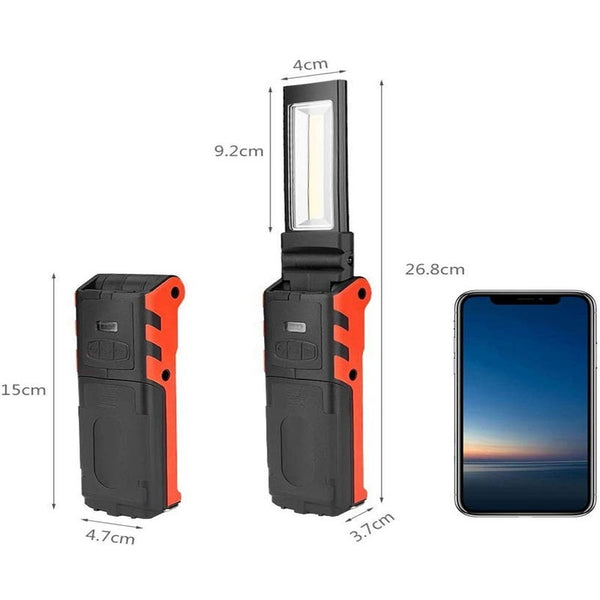 Portable Led Work Lightrechargeable Lights Cob Flashlight Inspection Lamp With Power Display Stepless Dimmablemagnetic Base 270 Rotate Hook