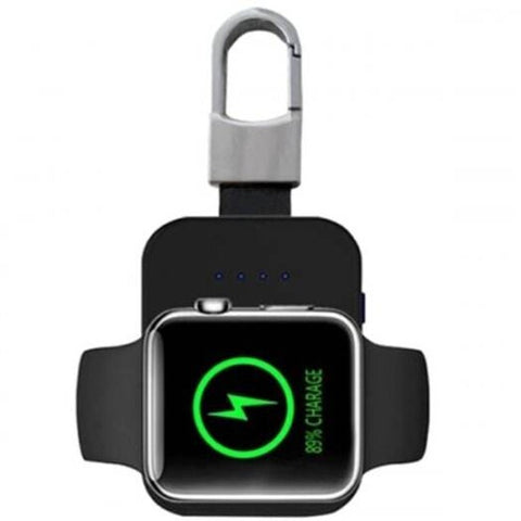 Portable Mini Key Chain Fast Wireless Charger For Apple Watch Black
