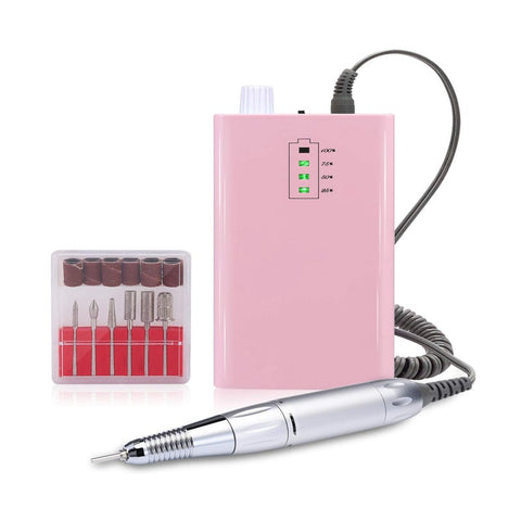 Portable Nail Drill Machine Professional Rechargeable Electric Efile For Acrylic Nails Manicure / Pedicure Polishing Pink