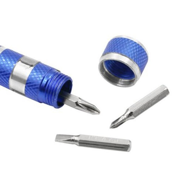 Portable Pen Type 8 In 1 Multifunctional Screwdriver With Magnetic Blue