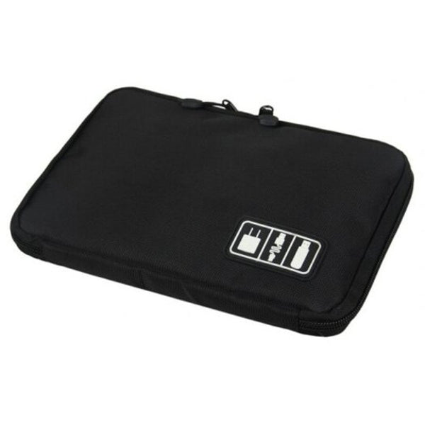 Portable Polyester Electronic Accessories Storage Bag Pouch Black