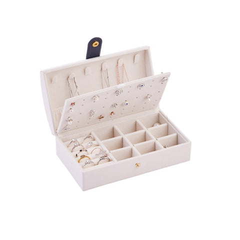 Portable Simple Earring Jewelry Box Small Ring Multifunctional Storage Suitable For Travel White