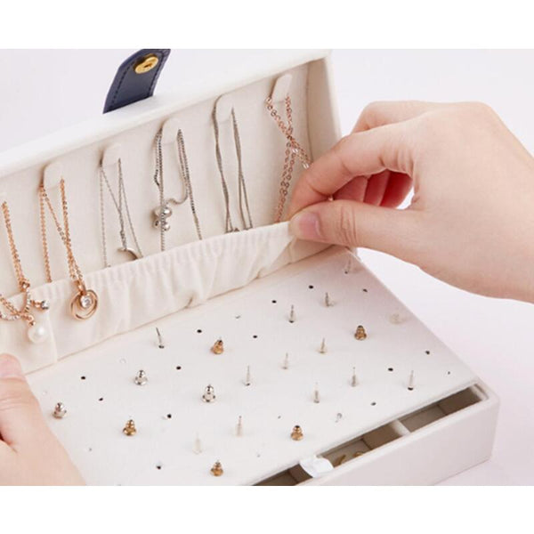 Portable Simple Earring Jewelry Box Small Ring Multifunctional Storage Suitable For Travel White