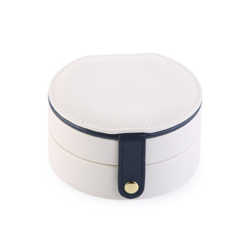 Portable Small Jewelry Case Travel Accessory Storage Box Organizer With Mirror For Women White Blue