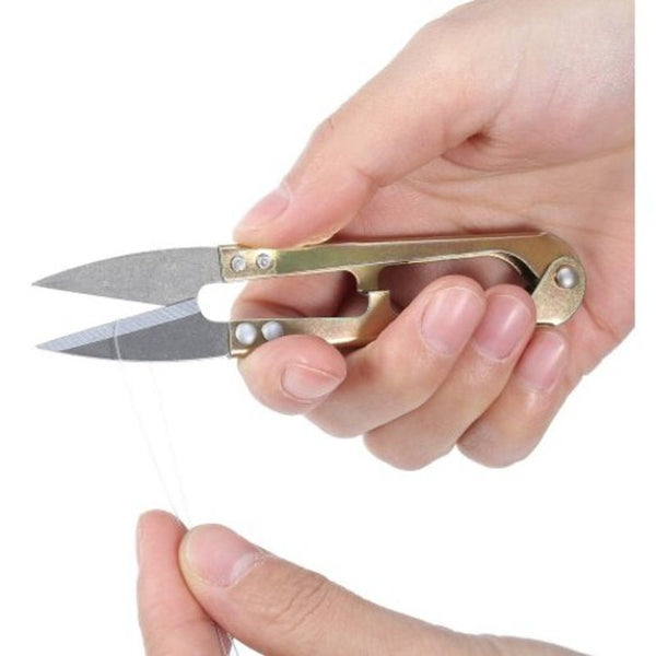 Portable Stainless Steel Fishing Sewing Scissors Wire Cutter Golden