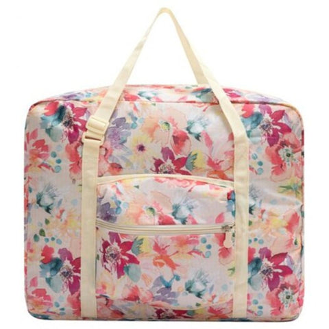 Portable Travel Trolley Luggage Bag Large Capacity Short Folding Storage Bags Pink