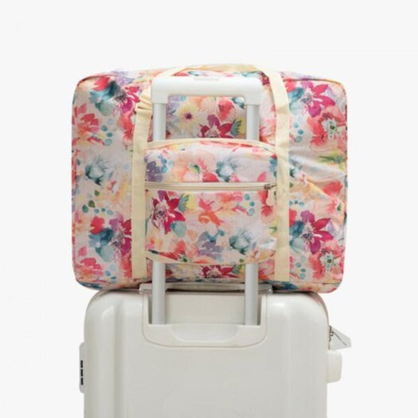 Portable Travel Trolley Luggage Bag Large Capacity Short Folding Storage Bags Pink