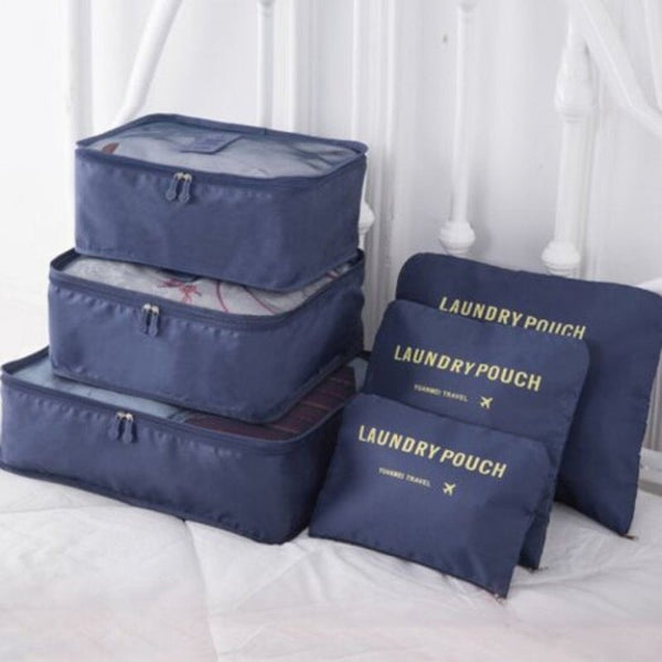 Portable Waterproof Travel Storage Bag Multicolor Selection Large Capacity 6Pcs Deep Sky Blue