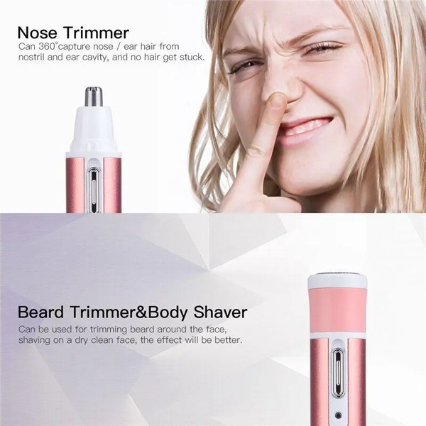 4In1 Multi Functional Lady Women Rechargeable Shaver Hair Removal Device Clippers & Trimmers