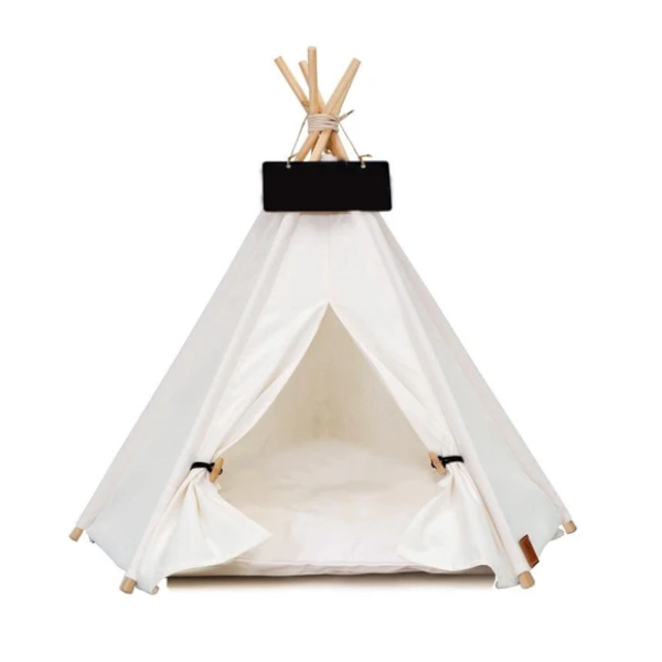 5 Corner Tent Linen Dog Teepee Bed Pet Beds