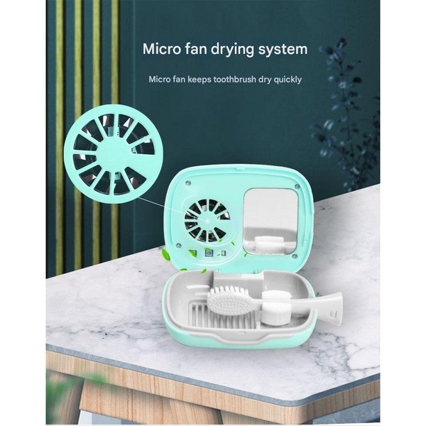 Uvc Toothbrush Sterilizer Case With Drying Fan Usb Rechargeable 5 Minute Fast Disinfection(Pink) Tumblers & Toothbrush Holders