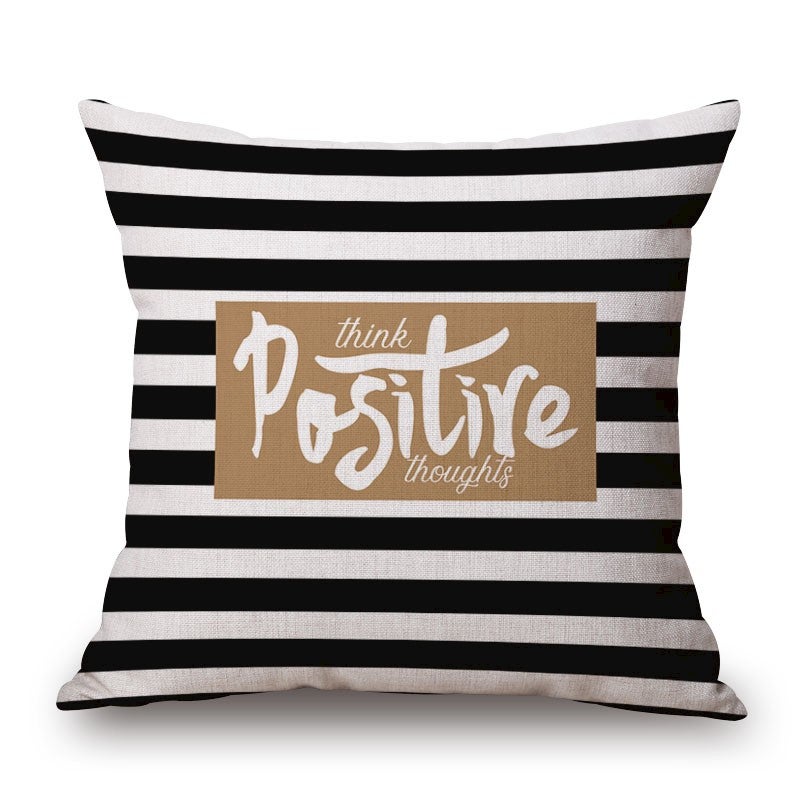 Positire On Cotton Linen Pillow Cover Cushions & Decorative Pillows