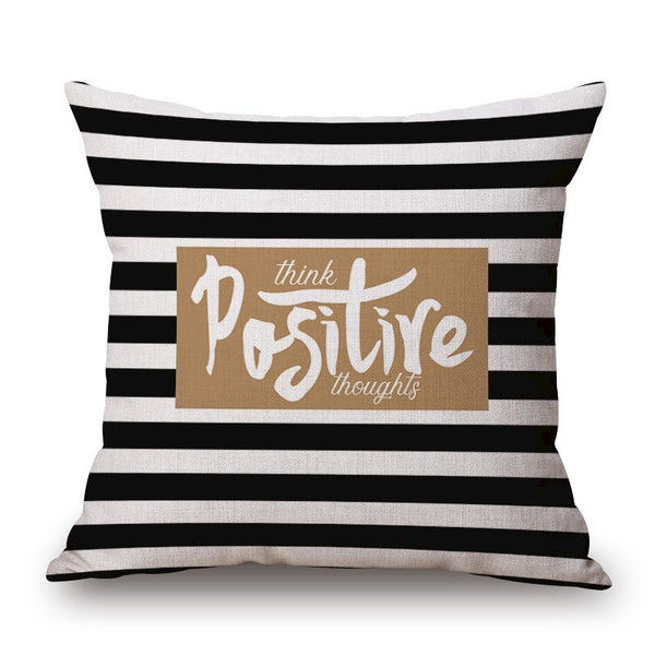 Positire On Cotton Linen Pillow Cover Cushions & Decorative Pillows
