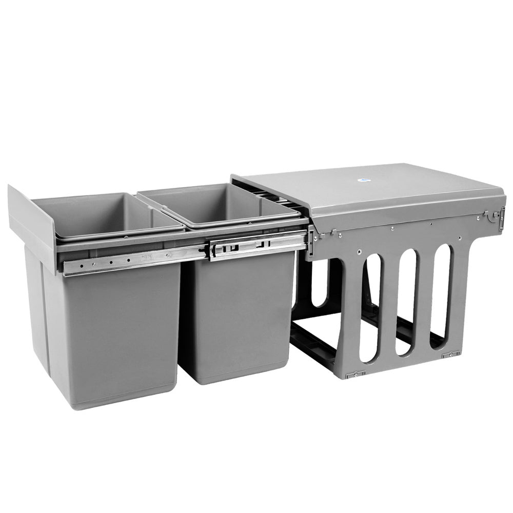 Cefito 2X15l Pull Out Bin Grey Rubbish Bins