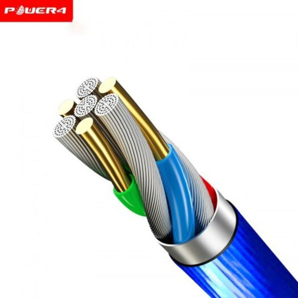 Power4 Led Light Visible Type C To Usb Flowing Round Cable Green