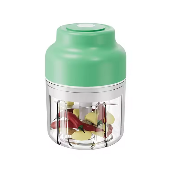 Powerful Mini Electric Food Chopper Usb Rechargeable Cordless Garlic & Meat Mincer(Green 320Ml + 6 Blade Knife) Choppers