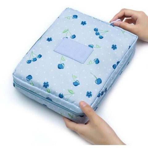 Practical Multi Layer Cosmetic Bag Light Blue