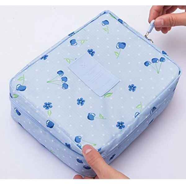 Practical Multi Layer Cosmetic Bag Light Blue Makeup Bags & Cases