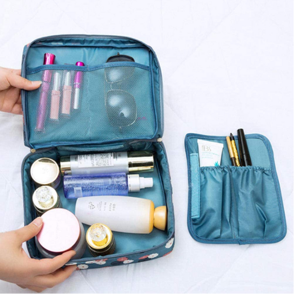 Practical Multi Layer Cosmetic Bag Light Blue Makeup Bags & Cases