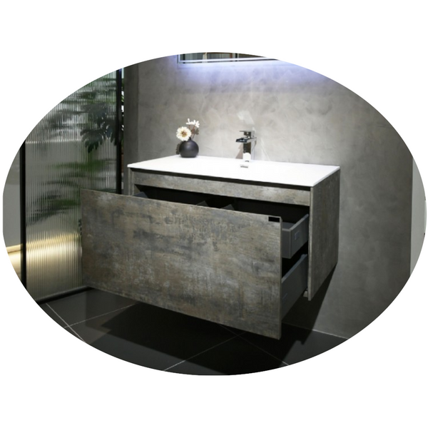 Belbagno Prado Wall Hung Bathroom Vanity 750Mm Maple Oak Bathroom Sinks