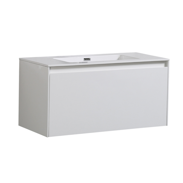 Belbagno Prado Wall Hung Bathroom Vanity 900Mm Gloss White Bathroom Sinks