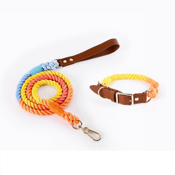 Premium Leather Pet Collar And Leash Soft Strong Braided Rope Iridescent Red Size Dog Collars